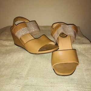 Driver Club USA Long Island Leather Open Toe Slingback Wedge Sandals Sz 10